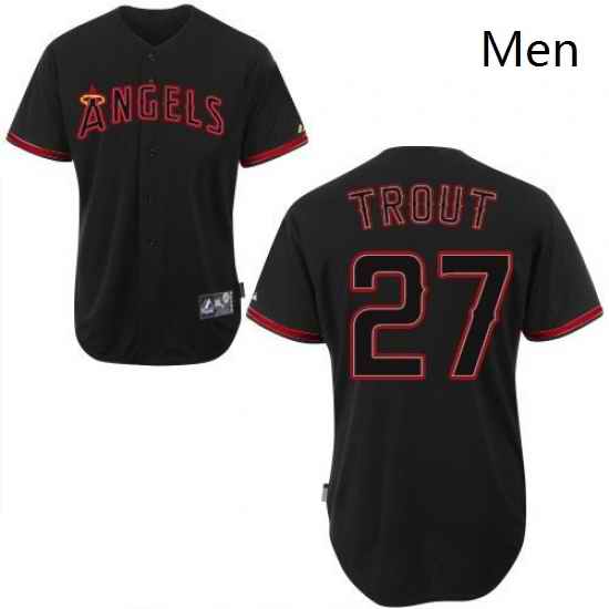Mens Majestic Los Angeles Angels of Anaheim 27 Mike Trout Authentic Black Fashion MLB Jersey